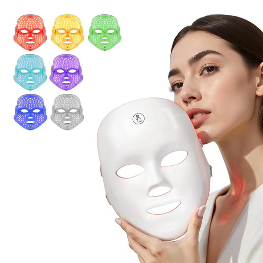 Professional Wireless 7 Colors LED Light PDT Therapy Home Use Facial Skin Whitening Beauty LED Face Mask Device
